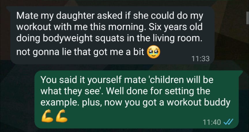 WhatsApp message from the group