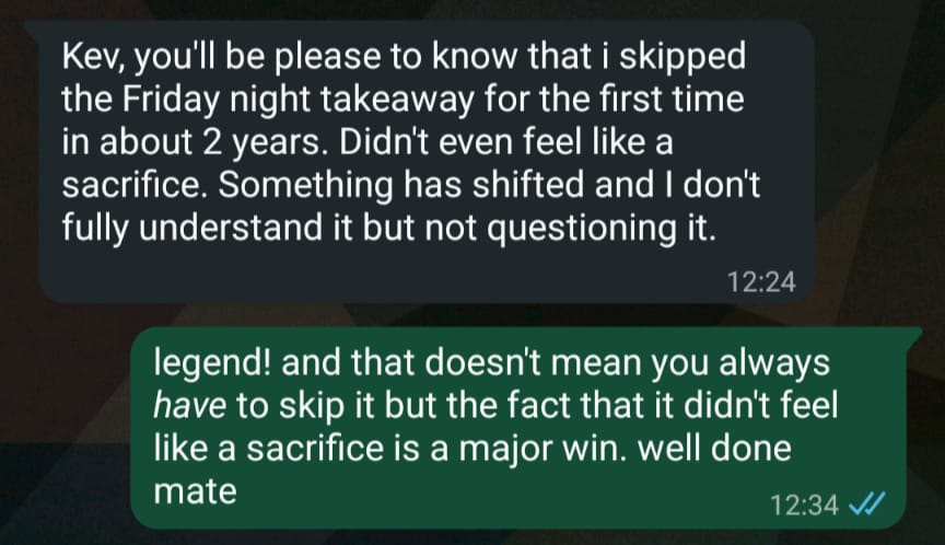 WhatsApp message from the group